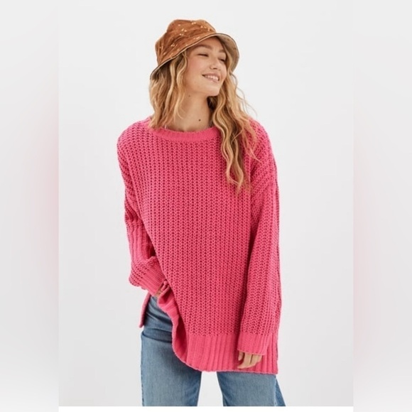 American Eagle PINK Cable Knit Oversize Sweater size Small - Picture 1 of 7